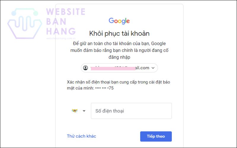 cách lấy lại mật khẩu gmail qua số điện thoại 